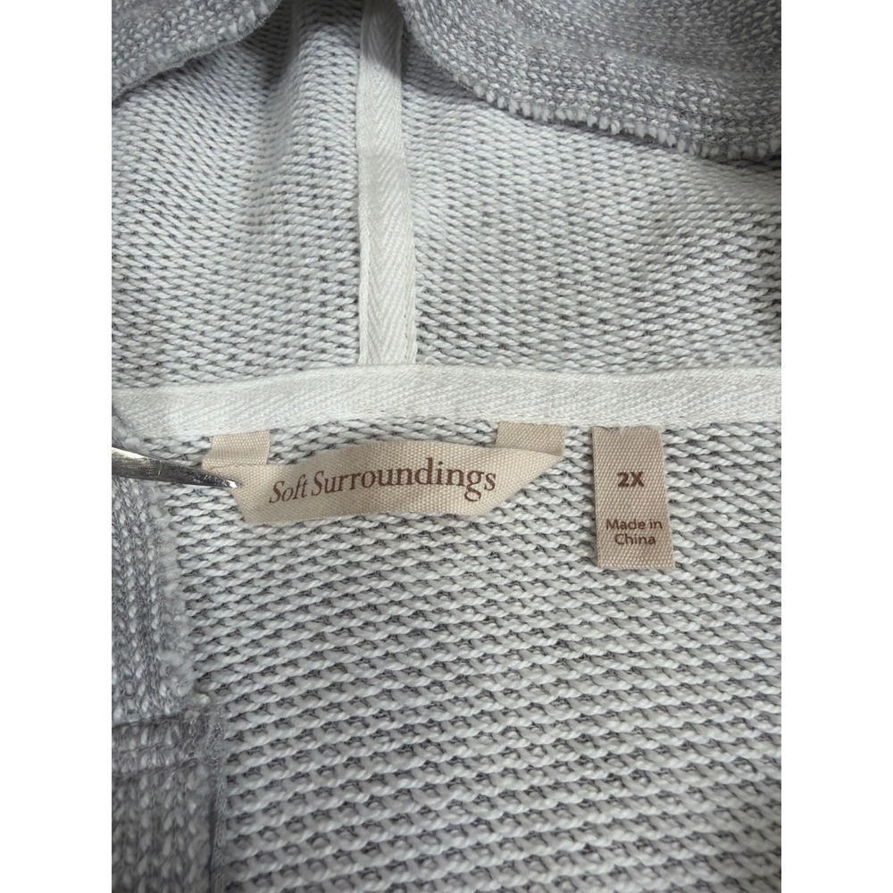 Soft Surroundings Grey Marl Henley Hoodie 3/4 Sleeve Waffle Knit 2X 5AG32 - Picture 3 of 9